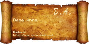 Deme Anna névjegykártya